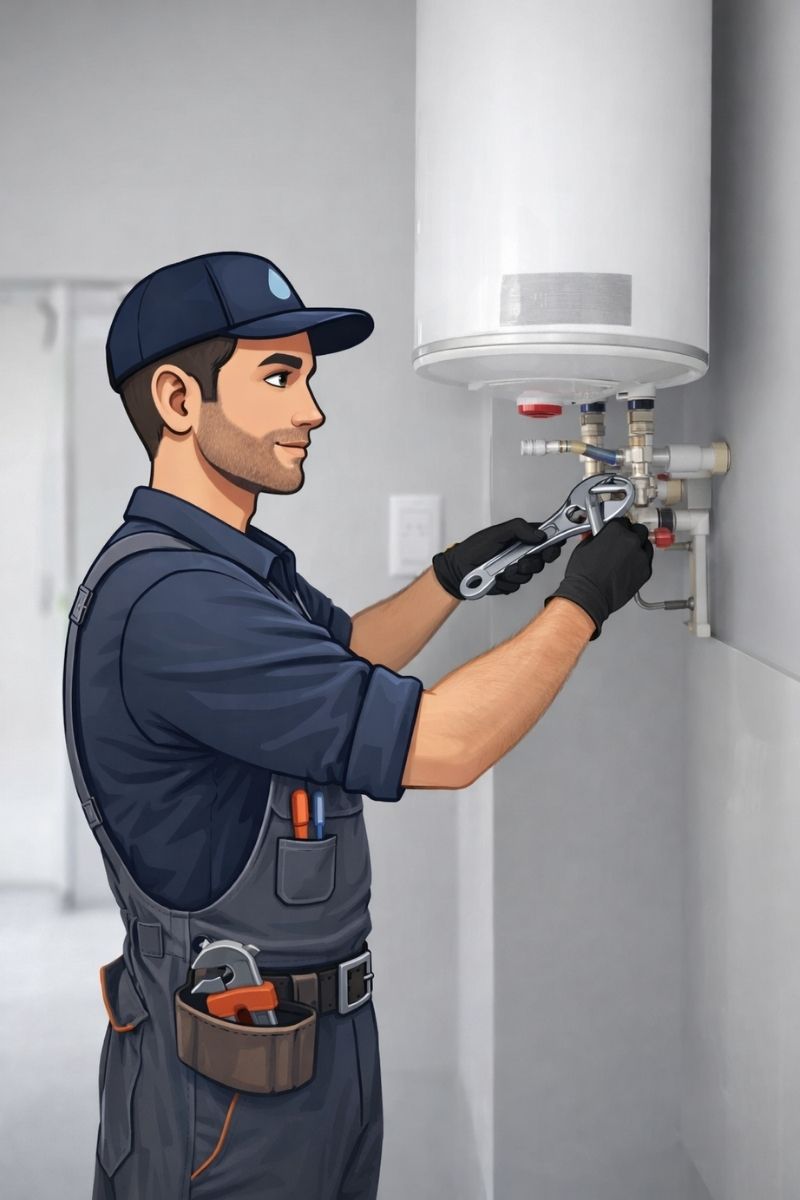 Plombier professionnel au travail